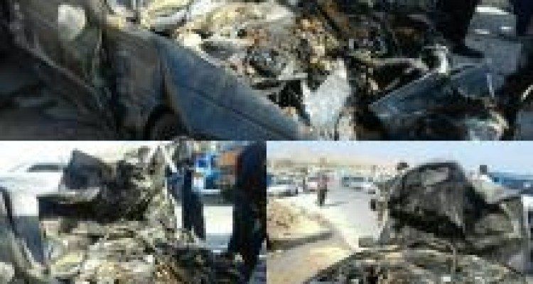 برخورد دودستگاه خودروسواری با تراکتور حادثه آفرید / آتش گرفتن خودرو پژو در صحنه تصادف