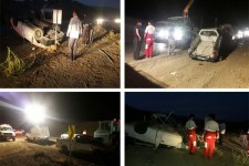 واژگونی یک دستگاه آریسان در محور كرمانشاه به اسلام آباد غرب + تصاویر