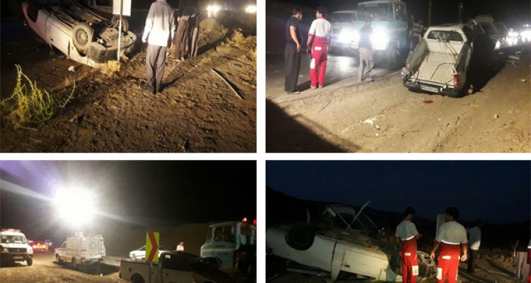 واژگونی یک دستگاه آریسان در محور كرمانشاه به اسلام آباد غرب + تصاویر