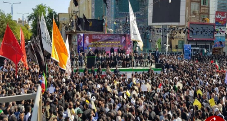 تشییع پیکرهای پاک شهدای حادثه تروریستی در اهواز/حضور سران لشکری و کشوری در مراسم + تصاویر 