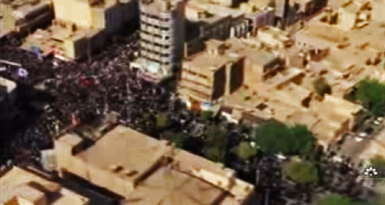 تصاویر هوایی از مراسم تشییع پیکرهای مطهر شهدای جنایت تروریستی اهواز 