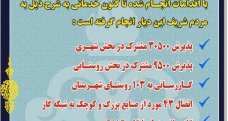 بهره مندی ۱۰۰ درصدی حوزه شهری اسلام آبادغرب از نعمت گاز/ گازرسانی به 103 روستای شهرستان 