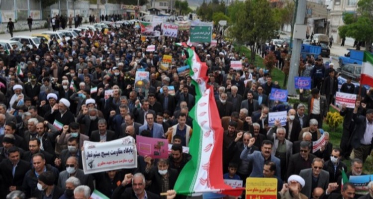 حضور باشکوه مردم اسلام‌آبادغرب در راهپیمایی روز قدس+تصاویر