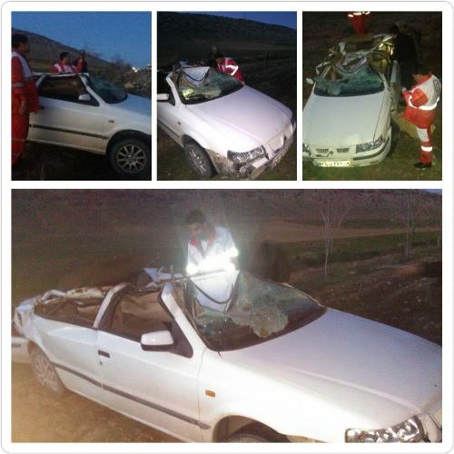 واژگونی سمند در جاده کرمانشاه-اسلام آبادغرب+عکس