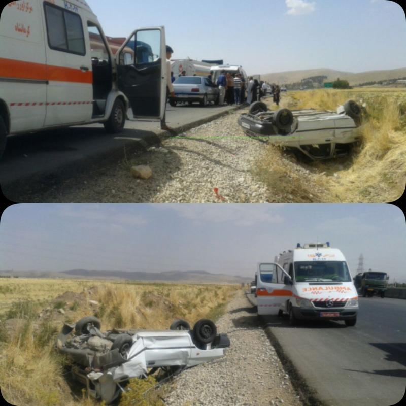 برخورد سواری پراید با کامیون و وانت باری در محور اسلام آبادغرب-حمیل 4 مصدوم برجای گذاشت +تصاویر