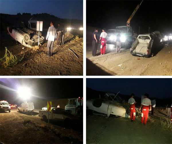 واژگونی یک دستگاه آریسان در محور كرمانشاه به اسلام آباد غرب + تصاویر