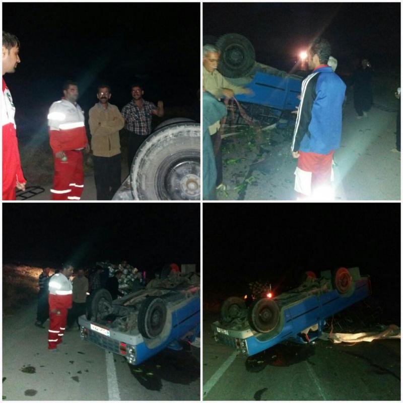 واژگونی یک دستگاه سایپا در محور حمیل به شاهبداغ + تصاویر