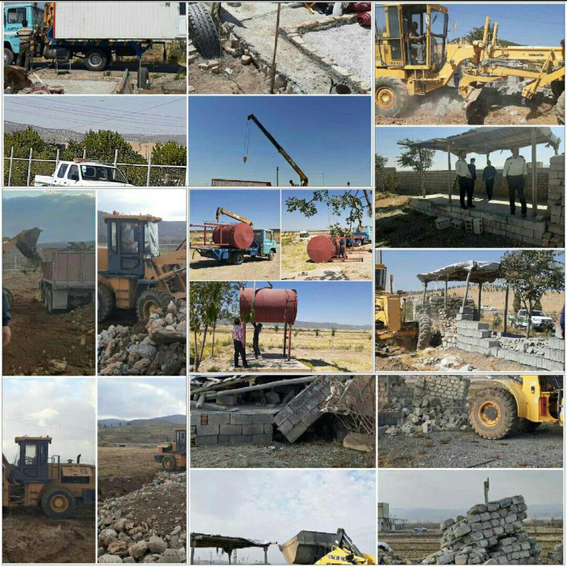 قلع بنای ۱۳ مورد مستحدثات غیرمجاز در اراضی ڪشاورزی شهرستان اسلام آبادغرب 