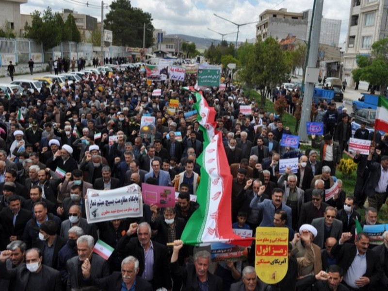 حضور باشکوه مردم اسلام‌آبادغرب در راهپیمایی روز قدس+تصاویر